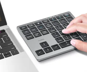 Nulea Wireless Number Pad Bluetooth 5.0 & 2.4G Portable Numeric Keyboard, USB-C Rechargeable, 34-Keys Bluetooth Keyboard for Data Entry, Compatible for Laptop, Mac, iMac, Tablet, PC Desktop