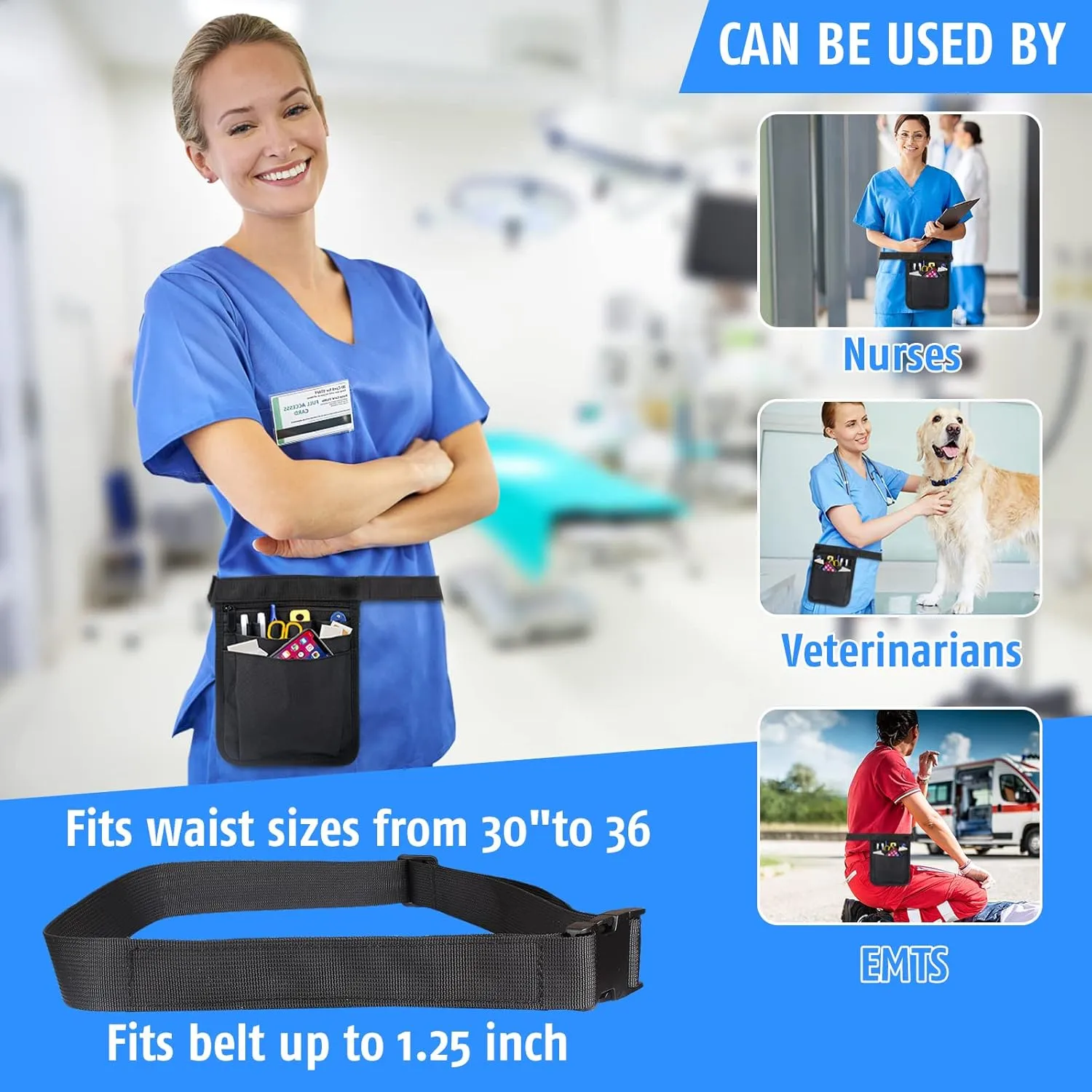 Nurse Fanny Pack, Nurse Pouch for Women Men, Nurse Tool Belt, Nurses Utility Storage Pocket Organizer, Utility Waist Pack Multi Compartment Medical Gear Pocket Belt Bag(Black)