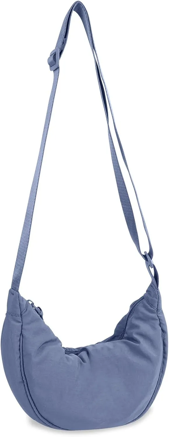 Nylon Crescent Crossbody Bag for Women Purses Trendy Men,Small Travel Sling Bag Hobo