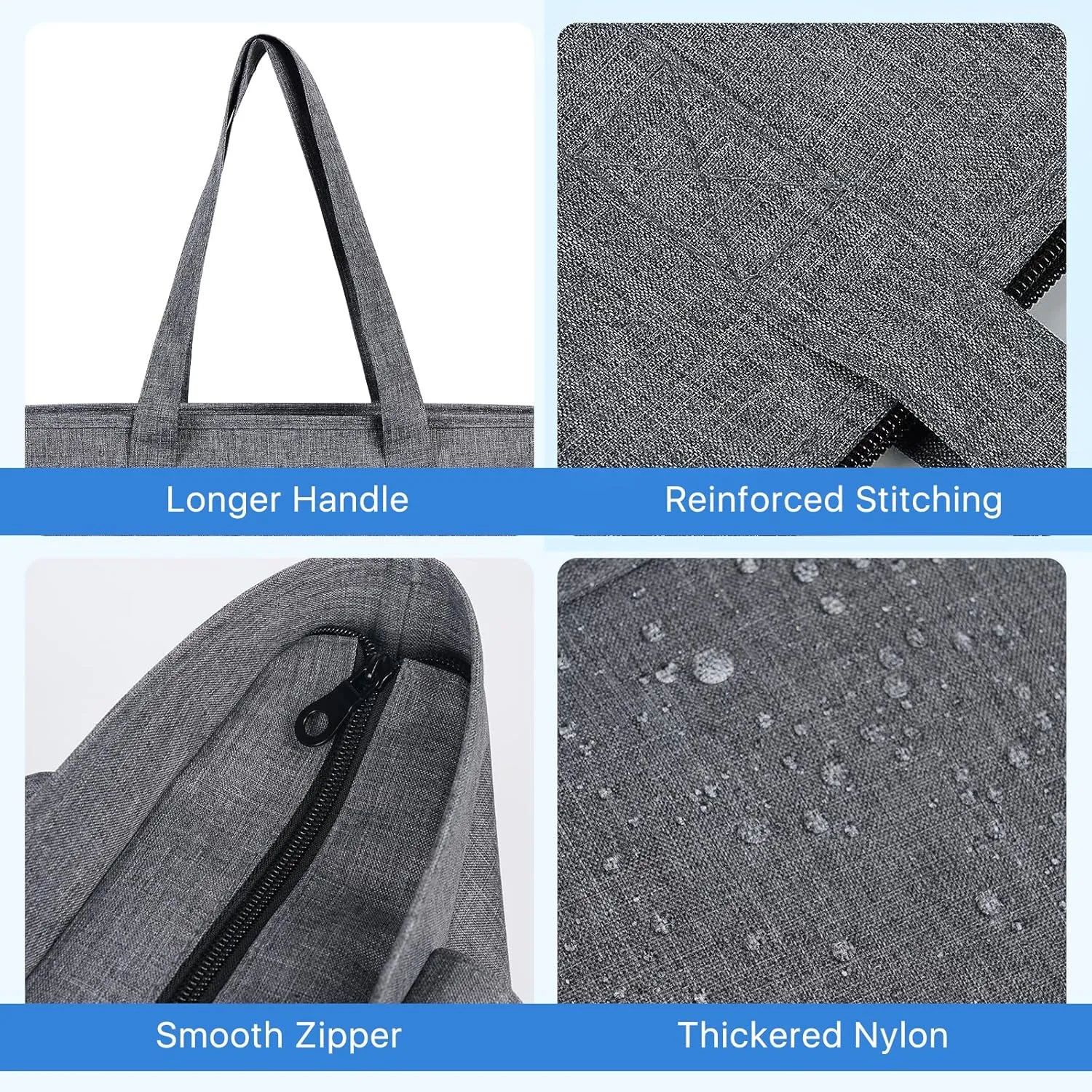 Nylon Tote Bag for Women Large Capacity Shoulder Bag Top Handle Handbag with Zipper for Work College Travel Daily