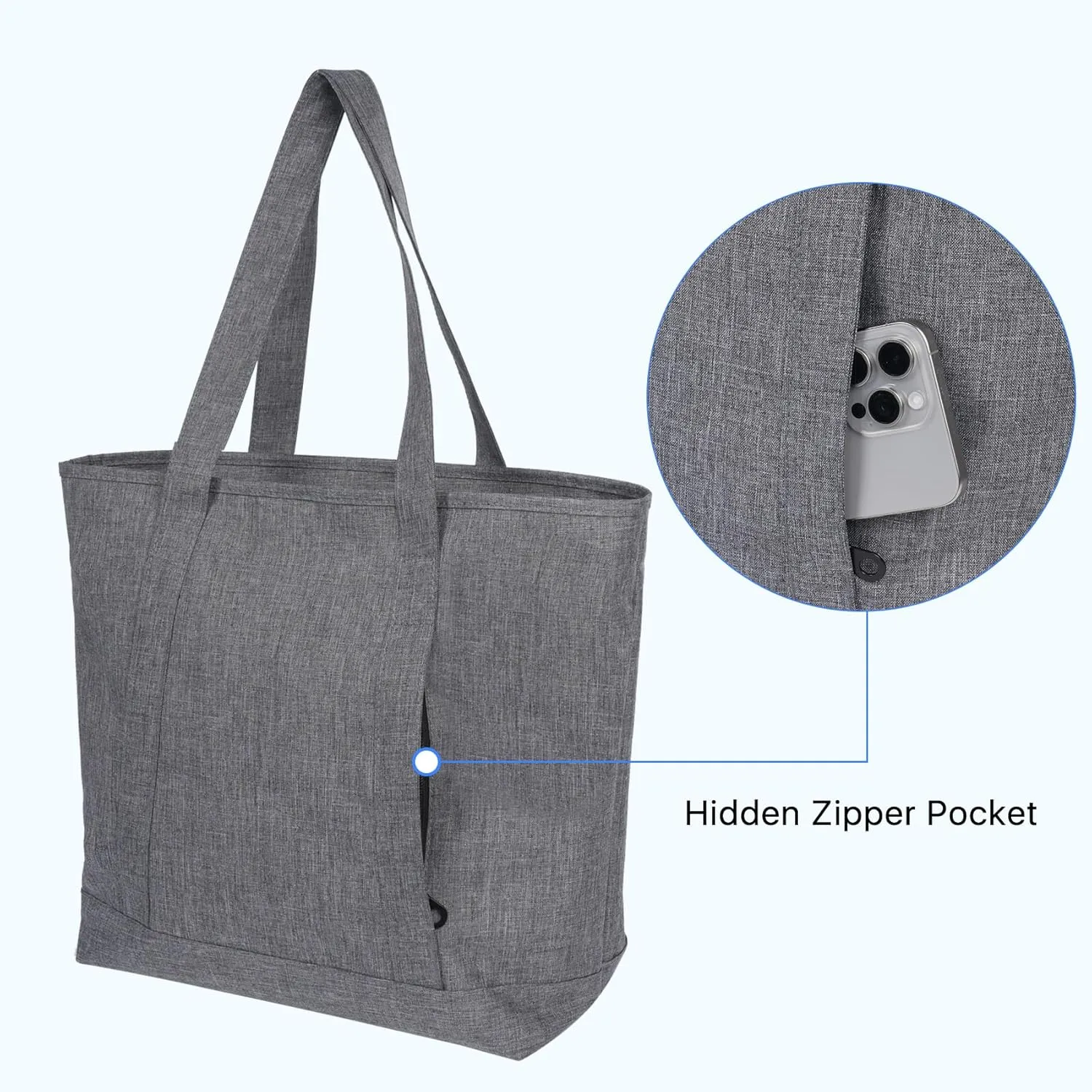 Nylon Tote Bag for Women Large Capacity Shoulder Bag Top Handle Handbag with Zipper for Work College Travel Daily