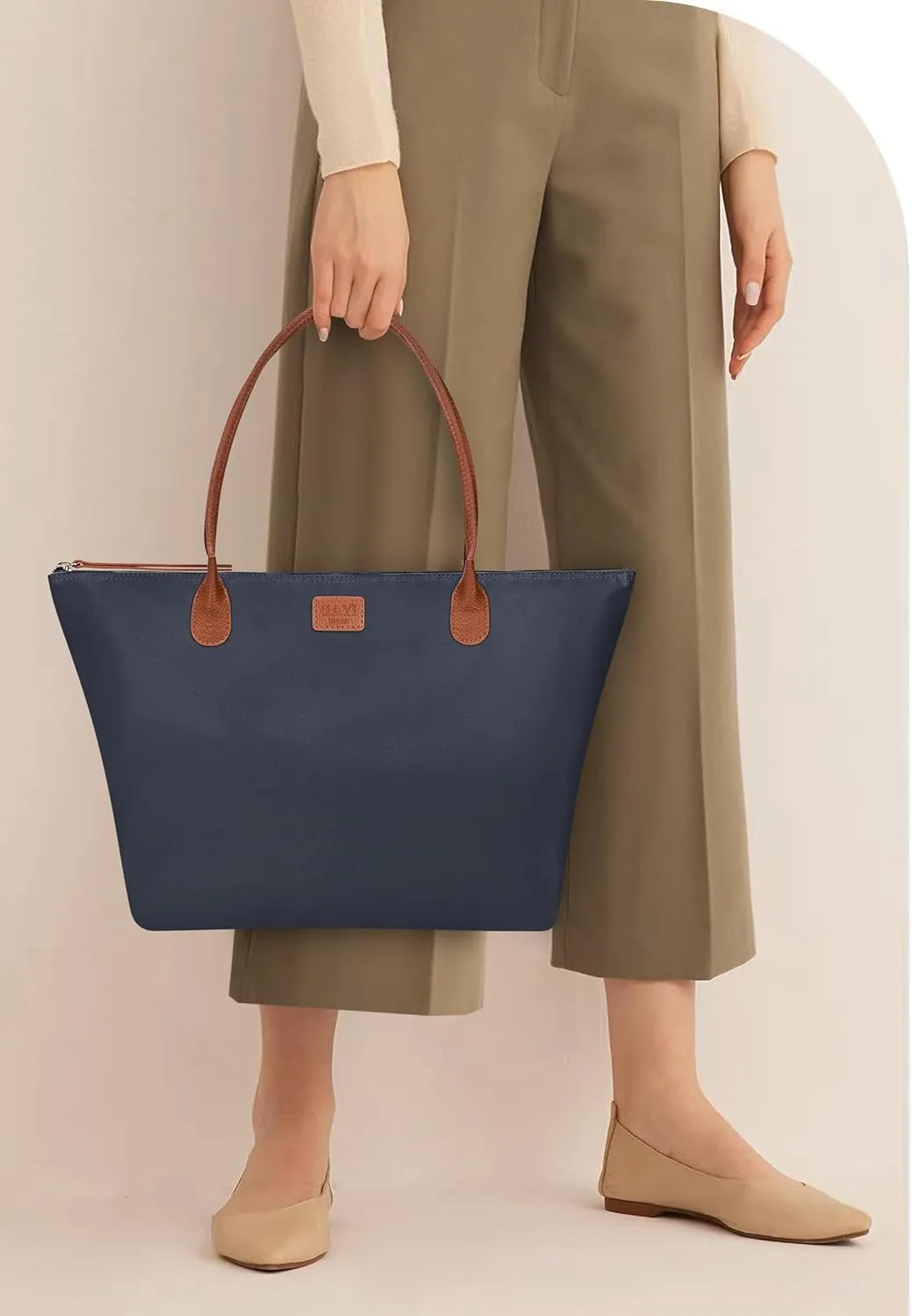 Nylon Tote Bag for Women, Large Foldable Weekend Hobo Purses for Women, Shoulder Tote Handbags with Zipper