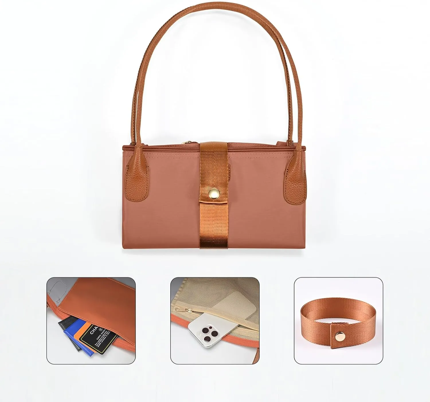 Nylon Tote Bag for Women, Large Foldable Weekend Hobo Purses for Women, Shoulder Tote Handbags with Zipper