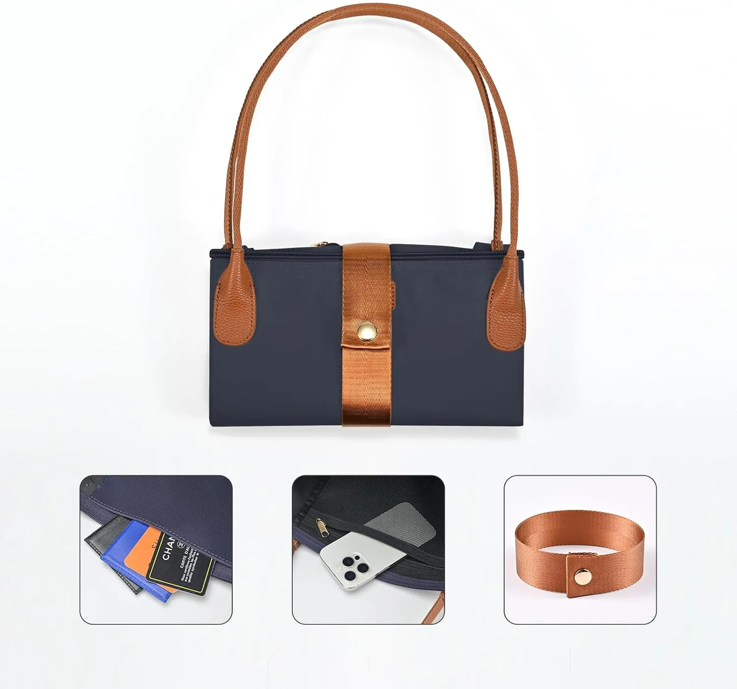 Nylon Tote Bag for Women, Large Foldable Weekend Hobo Purses for Women, Shoulder Tote Handbags with Zipper