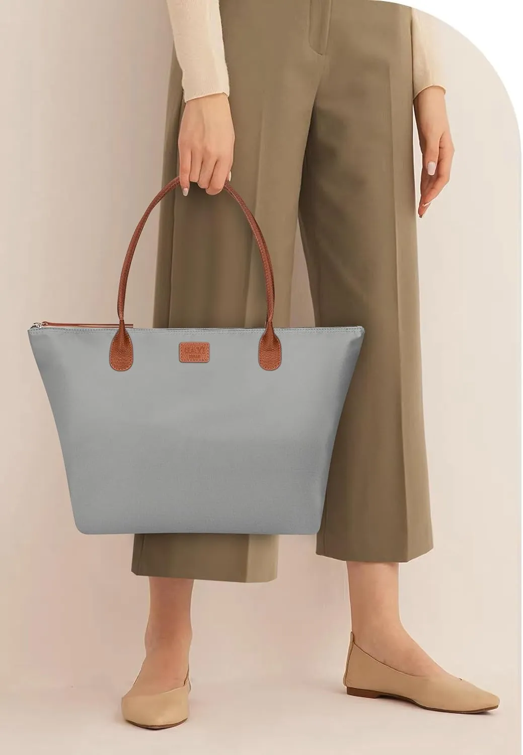 Nylon Tote Bag for Women, Large Foldable Weekend Hobo Purses for Women, Shoulder Tote Handbags with Zipper