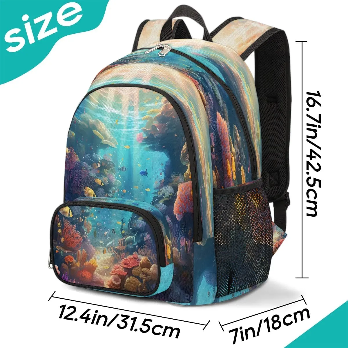 Ocean Theme Backpack for Women Men Laptop Backpack Work Bag Travel Hiking Camping Casual Daypack