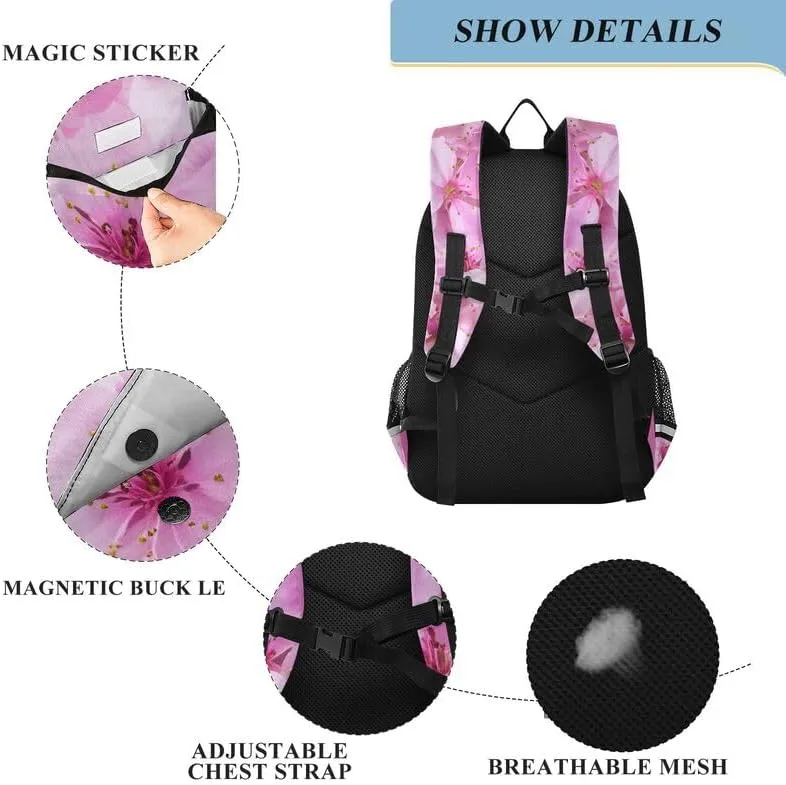 ODAWA Cherry Blossoms Cute Backpack for School Laptop Backpack Purse Travel Bag Girls Boys Backpack