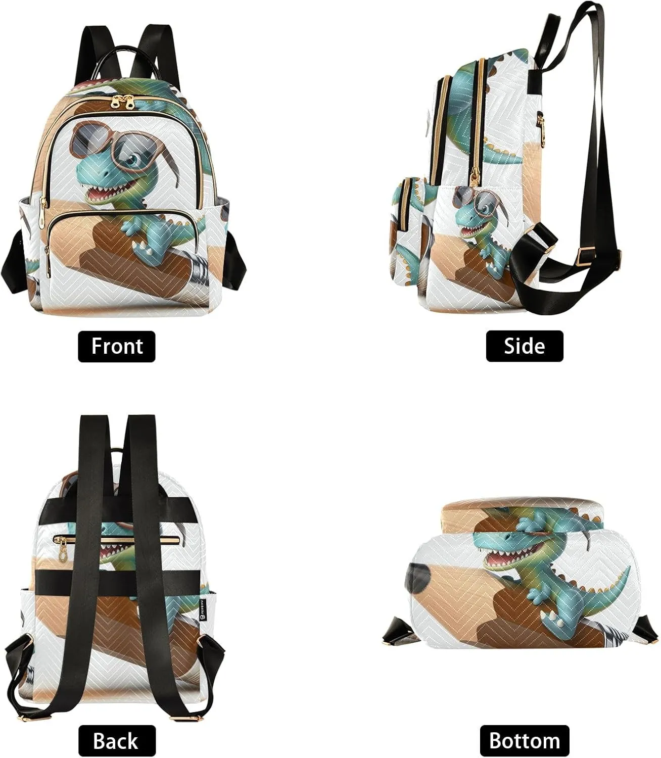 ODAWA Cute Dinosaur Riding Pencil Small Backpack for Women Quilted Backpack Purse for Women