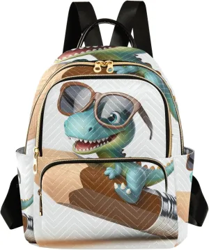 ODAWA Cute Dinosaur Riding Pencil Small Backpack for Women Quilted Backpack Purse for Women
