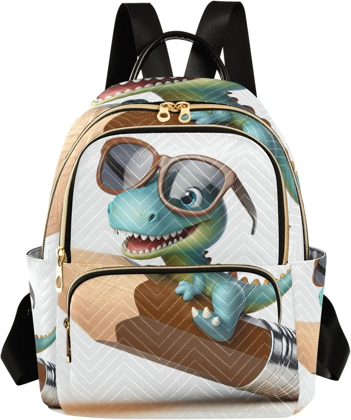 ODAWA Cute Dinosaur Riding Pencil Small Backpack for Women Quilted Backpack Purse for Women