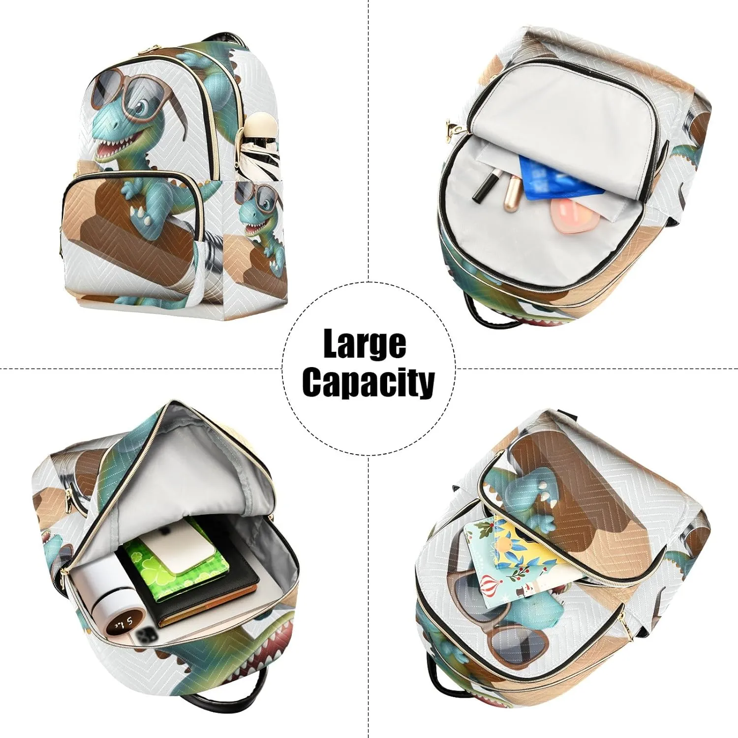 ODAWA Cute Dinosaur Riding Pencil Small Backpack for Women Quilted Backpack Purse for Women