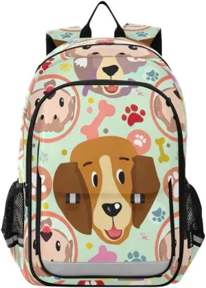 ODAWA Cute Dogs Colorful Bones Bakcpack Preschool Elementary Kindergarten School Bag Girls Boys Backpack, 17 Inch