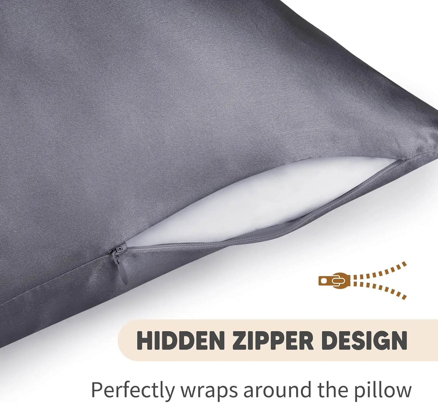 OLESILK 100% Mulberry Silk Toddler Pillowcase for Hair and Skin, Both Sides 19 Momme Pure Natural Silk Travel Pillow Cases with Hidden Zipper, 13"x 18", Iron Grey