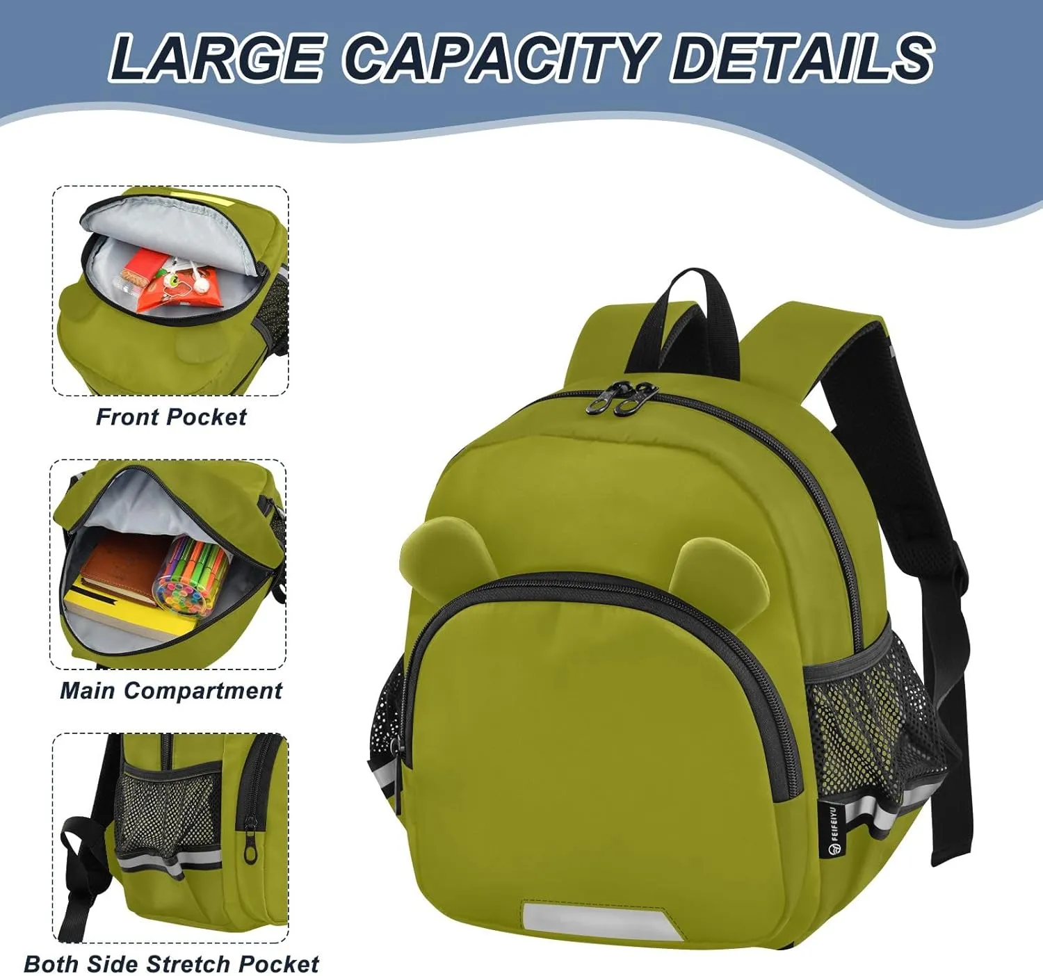 Olive Kids Bookbag, Medium Toddler Backpack Leash for Little Kids