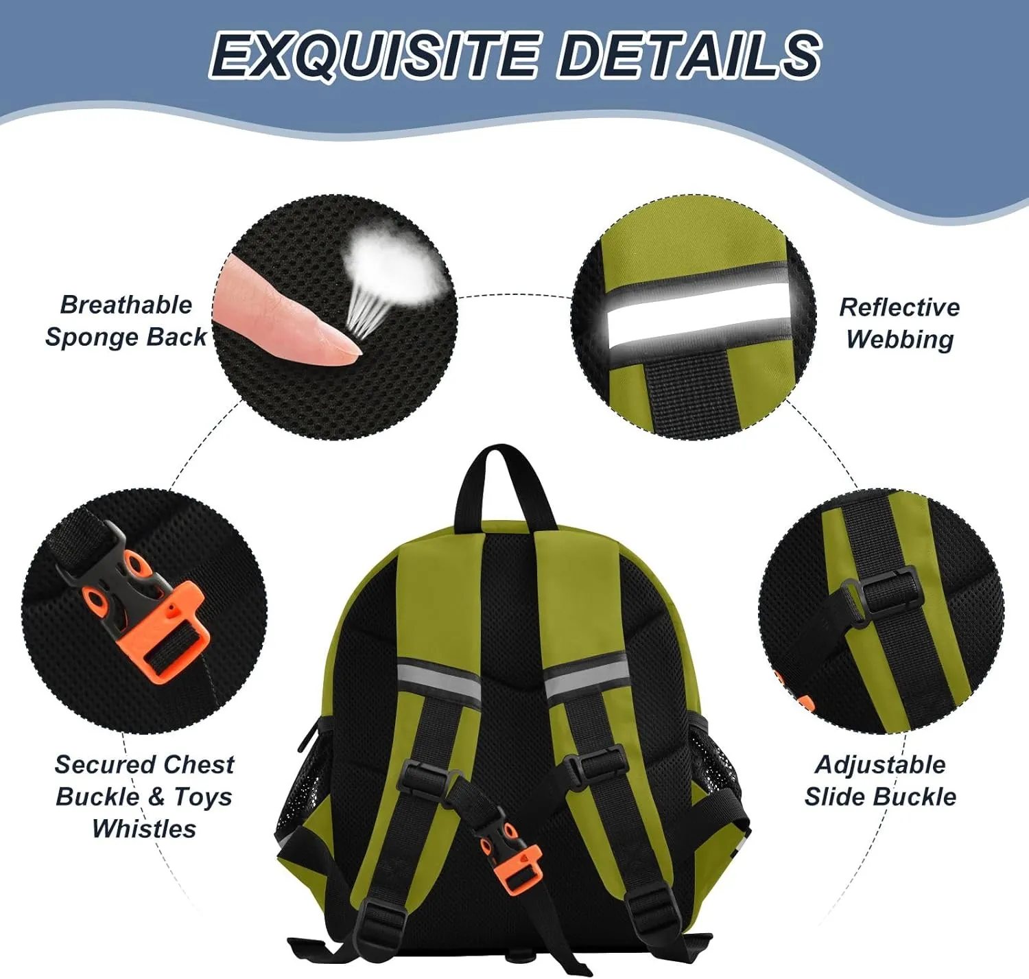 Olive Kids Bookbag, Medium Toddler Backpack Leash for Little Kids