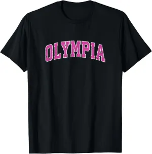 Olympia Washington WA Vintage Sports Design Pink Design T-Shirt
