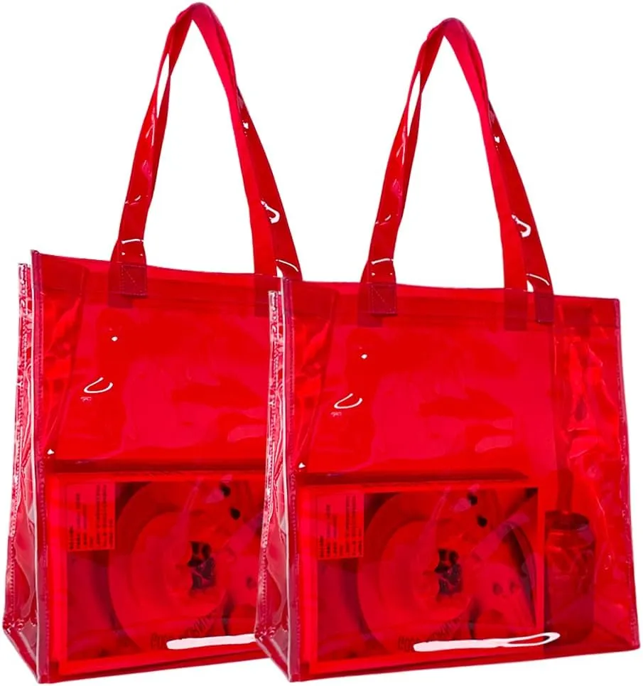 ONEART Stadium Clear Tote Bag, Portable PVC Handbag with Handles, Transparent Solid Construction