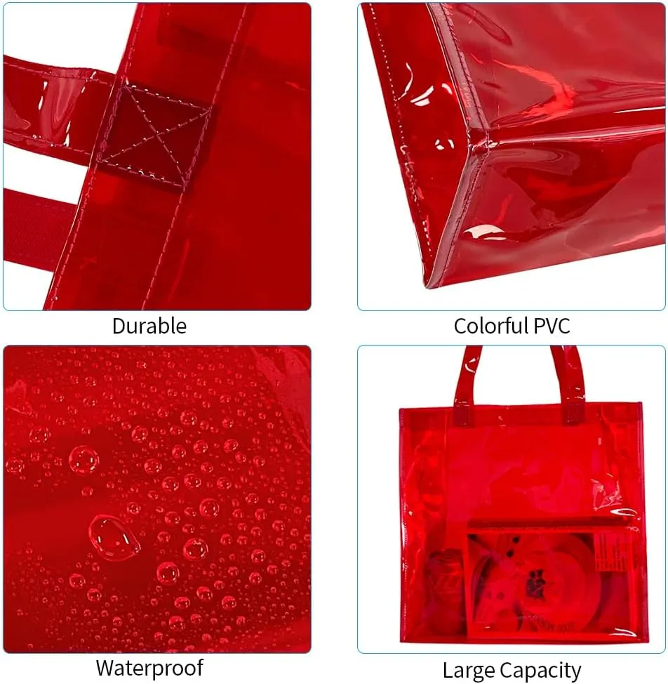 ONEART Stadium Clear Tote Bag, Portable PVC Handbag with Handles, Transparent Solid Construction