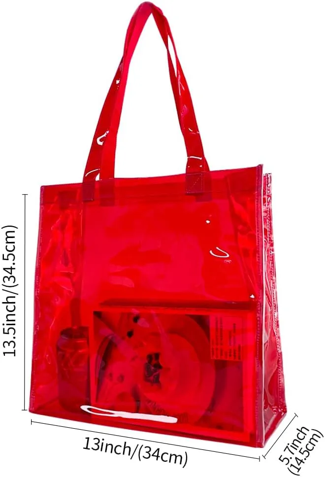ONEART Stadium Clear Tote Bag, Portable PVC Handbag with Handles, Transparent Solid Construction