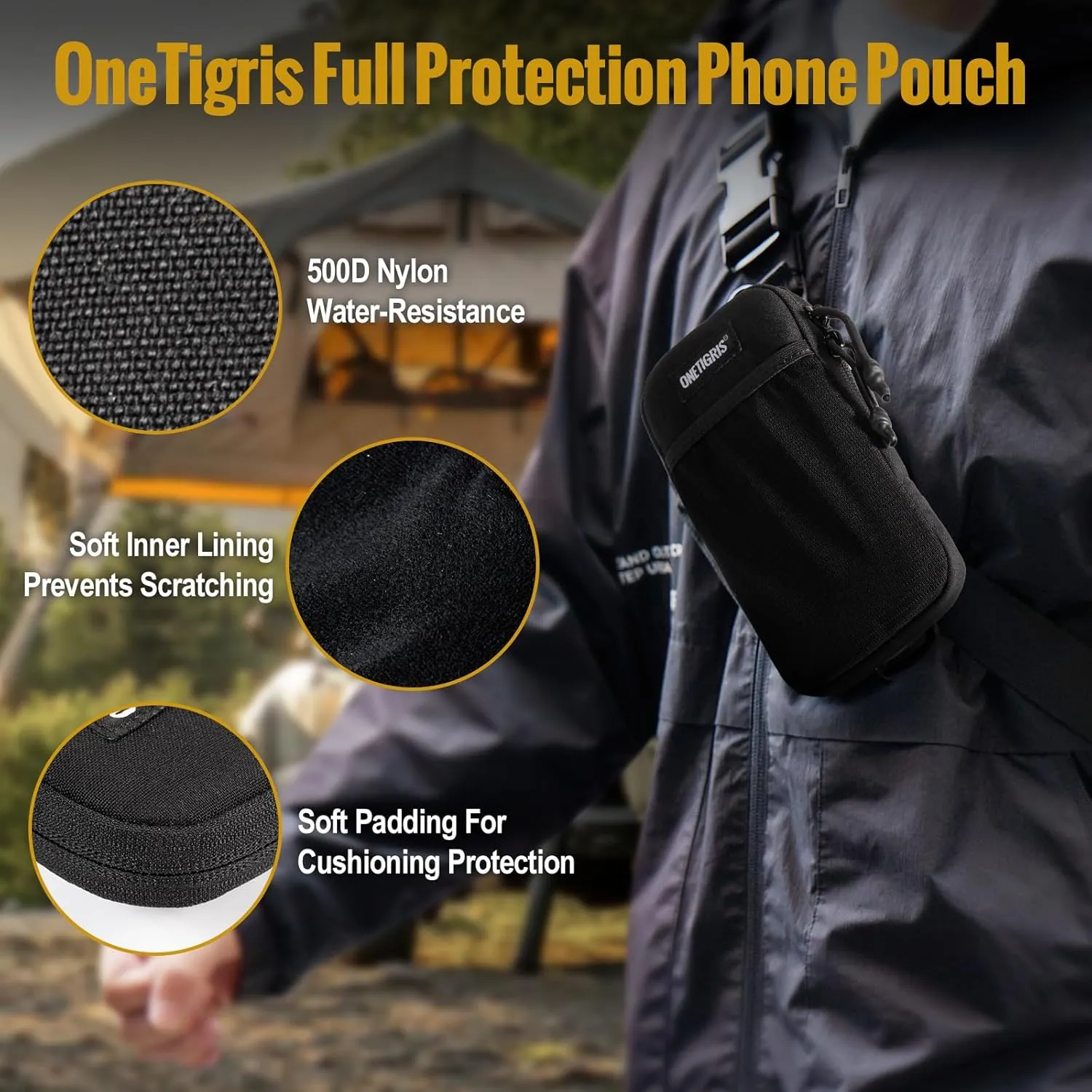 OneTigris Cell Phone Holster - Phone Belt Holder Molle Phone Pouch for Belt with Loop, Holds 4.7"-6.5" Phones in Black