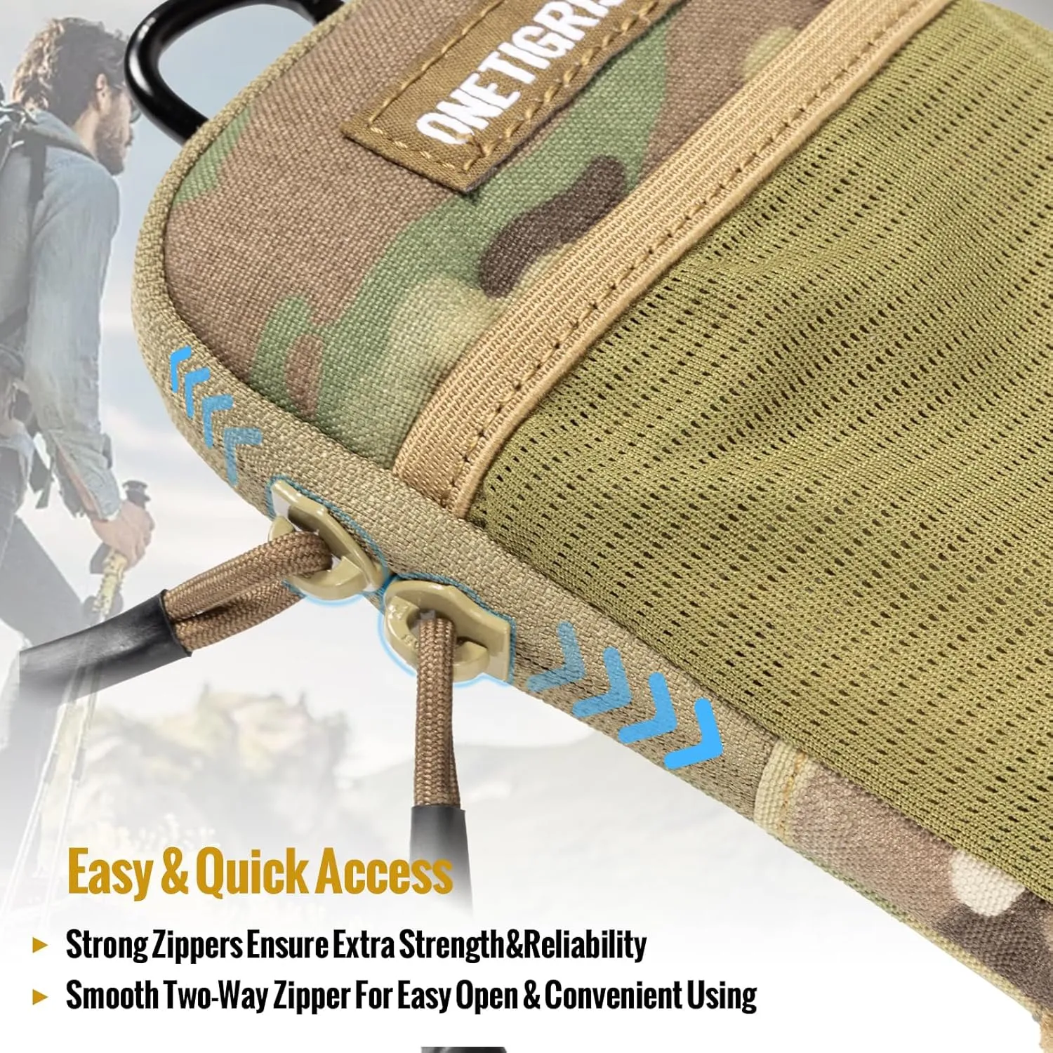 OneTigris Cell Phone Holster - Phone Belt Holder Molle Phone Pouch for Belt with Loop, Holds 4.7"-6.5" Phones in Black