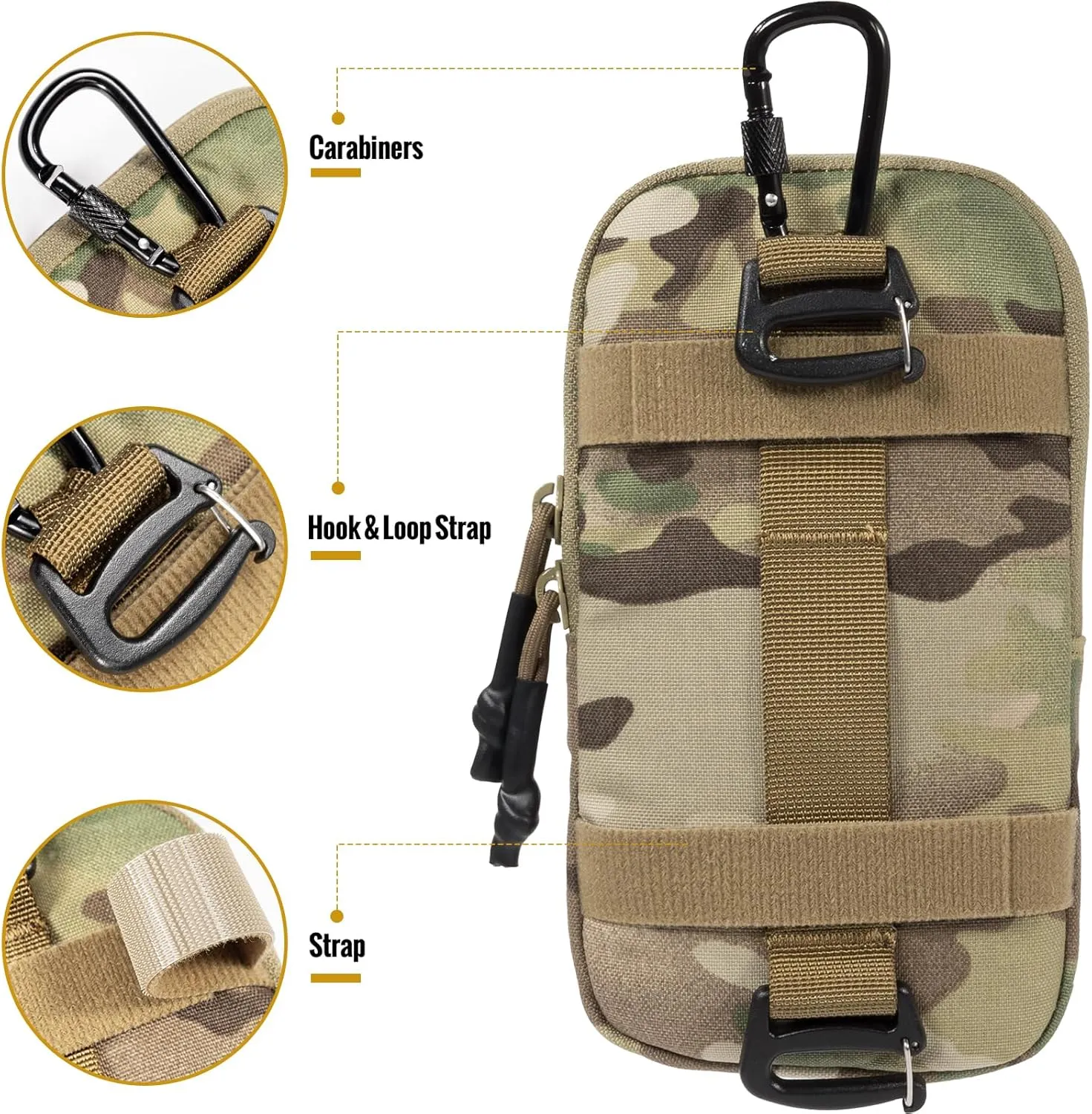 OneTigris Cell Phone Holster - Phone Belt Holder Molle Phone Pouch for Belt with Loop, Holds 4.7"-6.5" Phones in Black