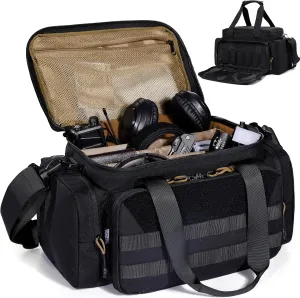 OneTigris Gun Range Bag, Hunting Shooting Range Bags for Handgun with 3 Removable Dividers 6 Elastic Mag Strap, Duffle Bag for Shooting, Fishing, Hiking, Outdoor, Sports
