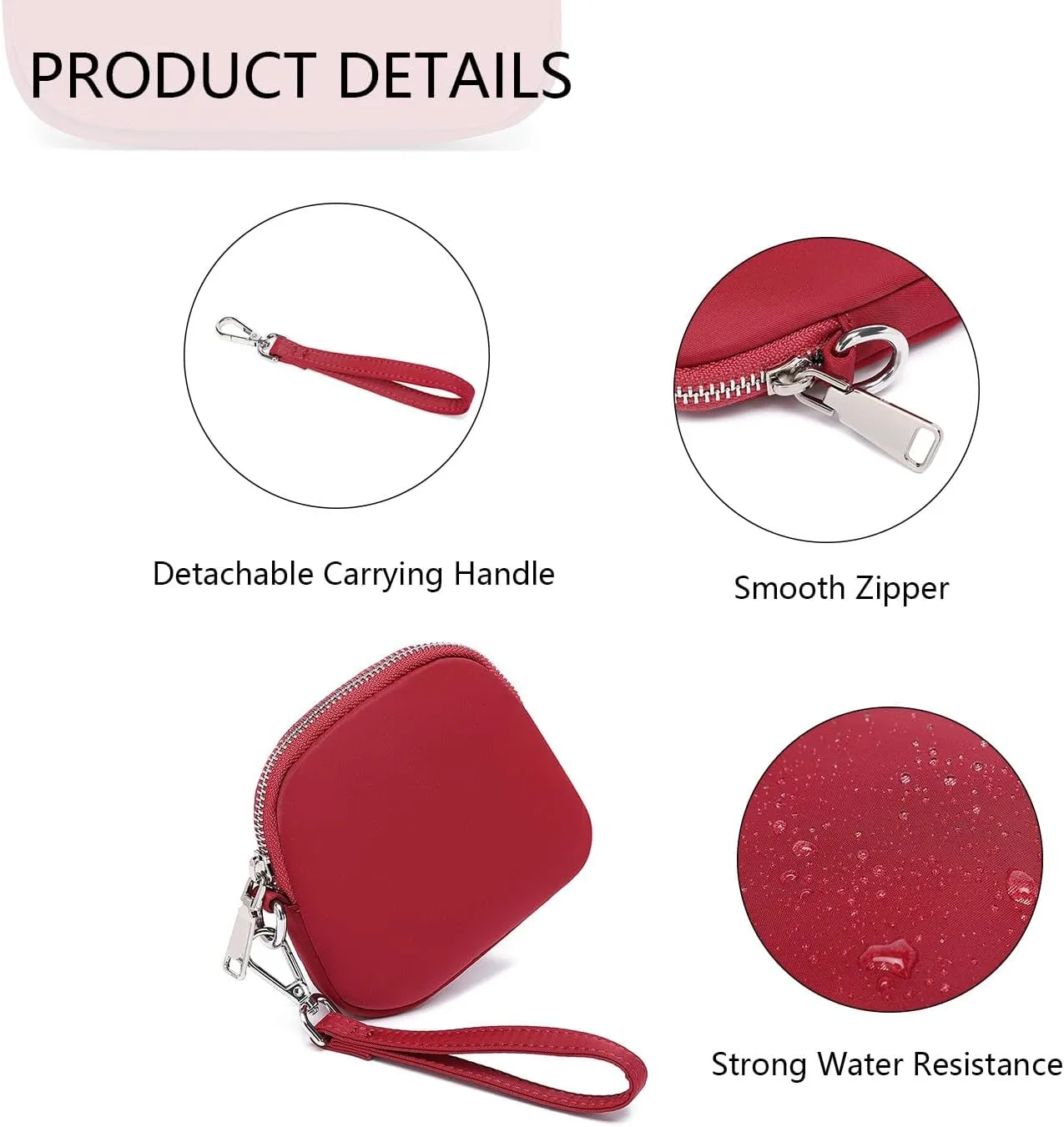 Organizer Bag Makeup Bag for Purse Travel Toiletry Pouch Zipper Pouch for Purse Small Makeup Pouch with Pockets Wristband design (black-nylon)…