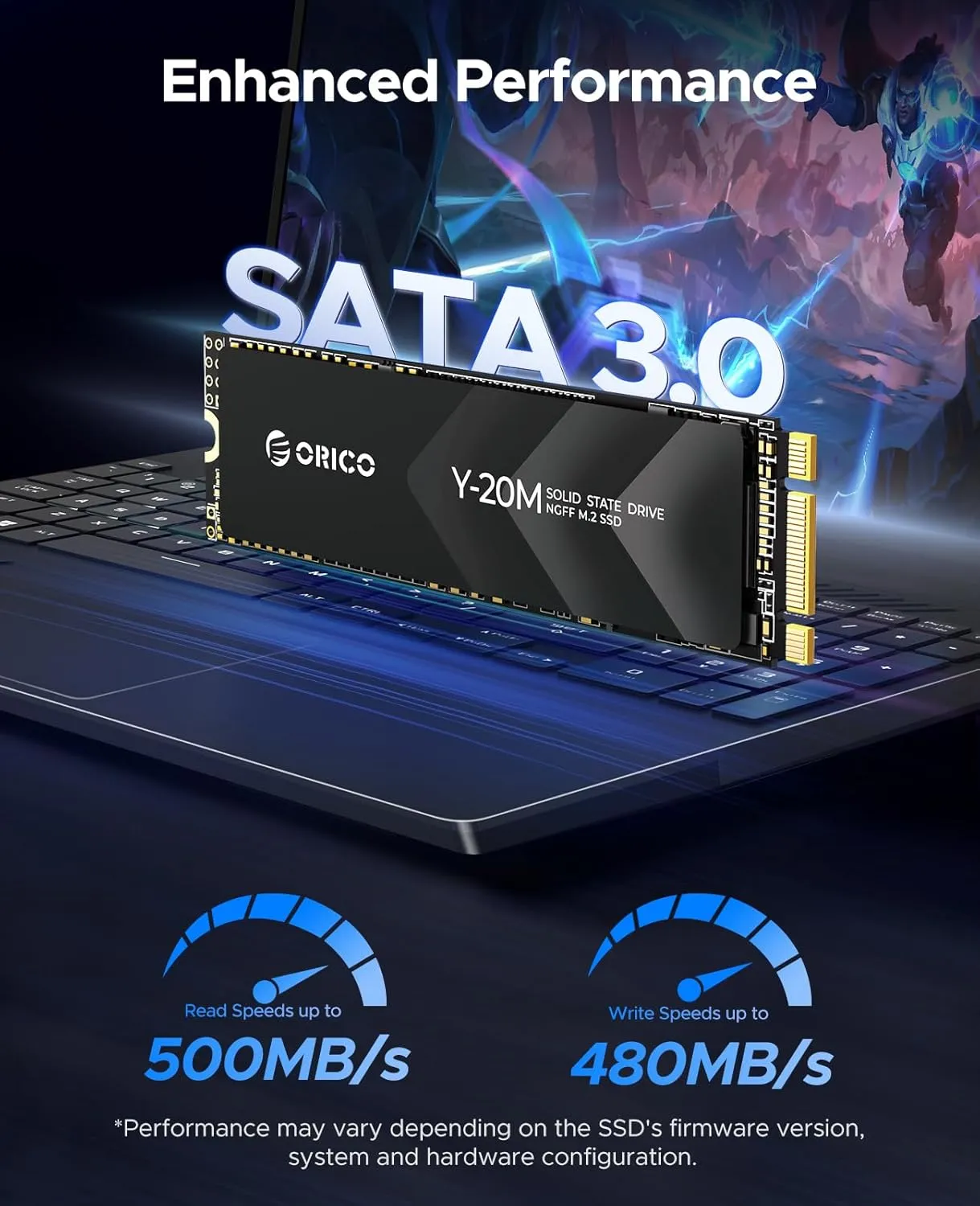 ORICO M.2 2280 SATA SSD, 1TB Internal M.2 SSD with B M Key for Desktop/Laptop, SATA III 6Gbps NGFF Solid State Drive Low Power Consumption (PCIe NVMe Incompatible) - Y20M