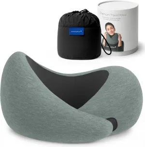 Ostrichpillow Go Neck Pillow, Travel Pillows for Airplanes, Premium Memory Foam Travel Pillow, 360º Ergonomic Design, Asymmetrical Sides, Travel Bag Included, Washable Modal Cover