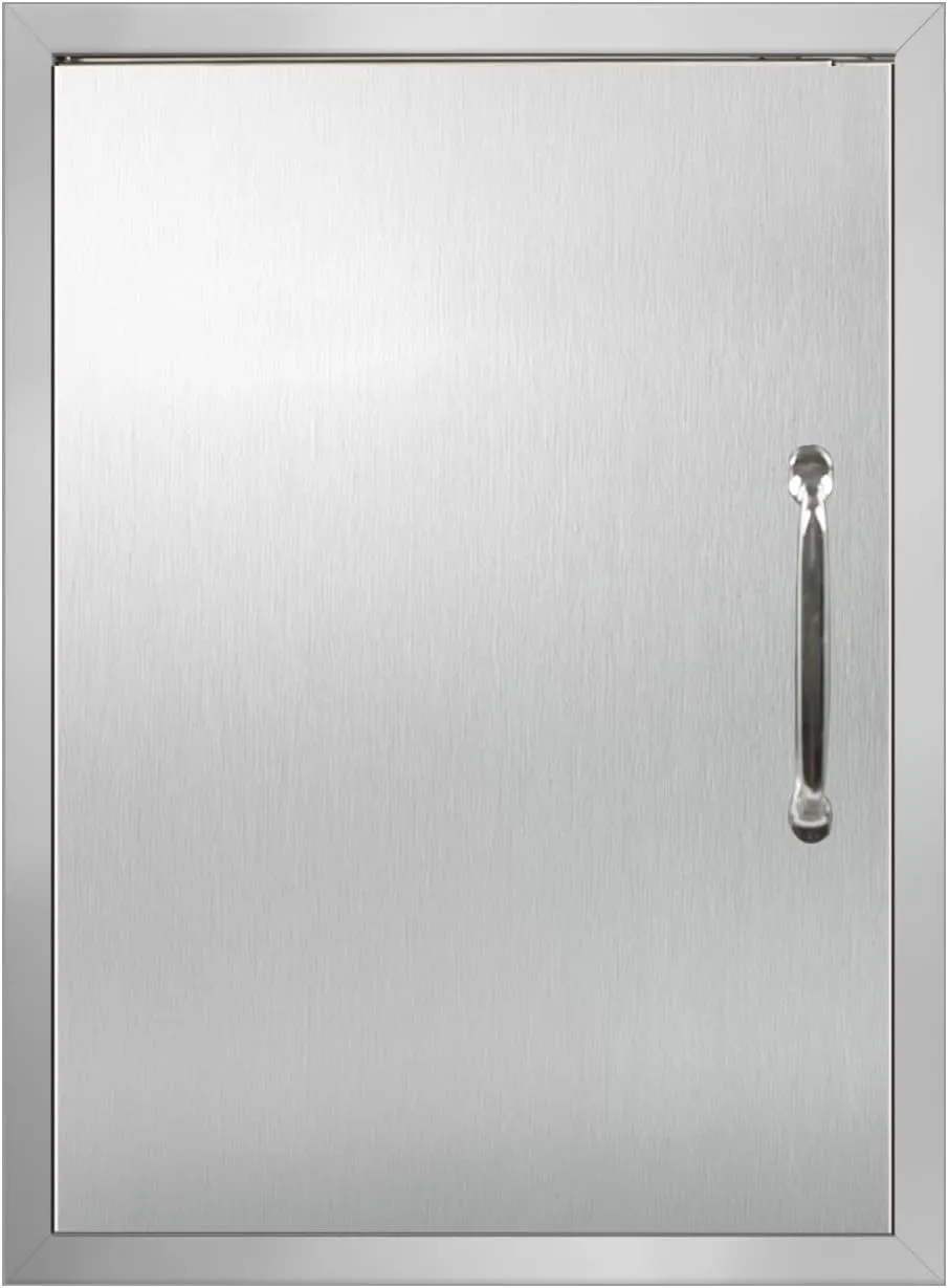 Outdoor Kitchen Doors 17W x 23H Inch Stainless Steel Doors, Vertical Access Door with Handles Single Access Cabinet Door, Flush Mount for Grilling Station, Outdoor Kitchens BBQ Island& Cabinet