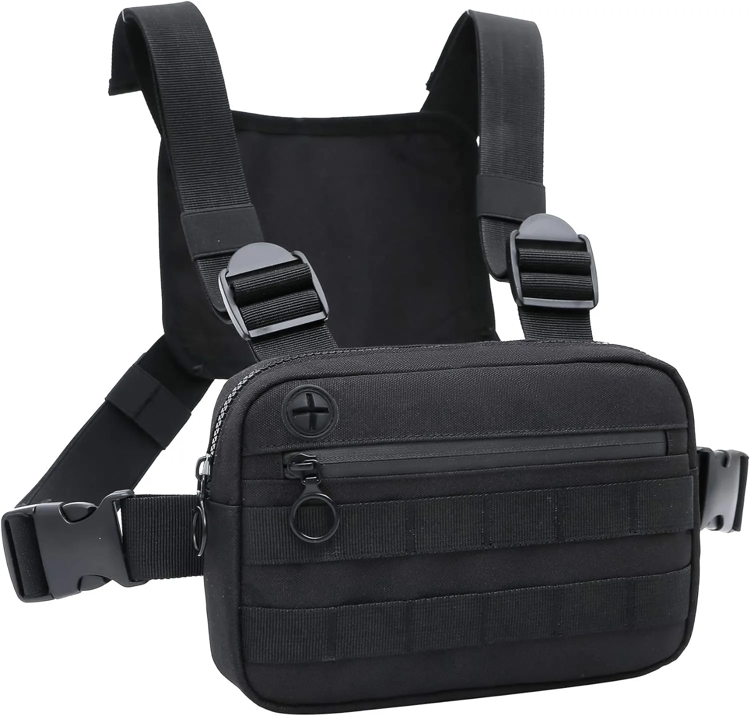 Outdoor Sports Utility Pack, Tactical EDC Bag For Men, Lightweight Conceal Pouch Holster, Rig Vest With Built-In Phone Holder For Workouts, Cycling & Hiking (Black)