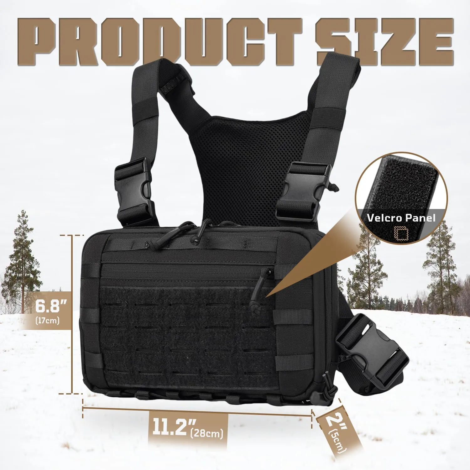 Outdoor Tactical Chest Bag Chest Rig Pack EDC Molle Utility Chest Pouch for Workouts Hiking Fishing