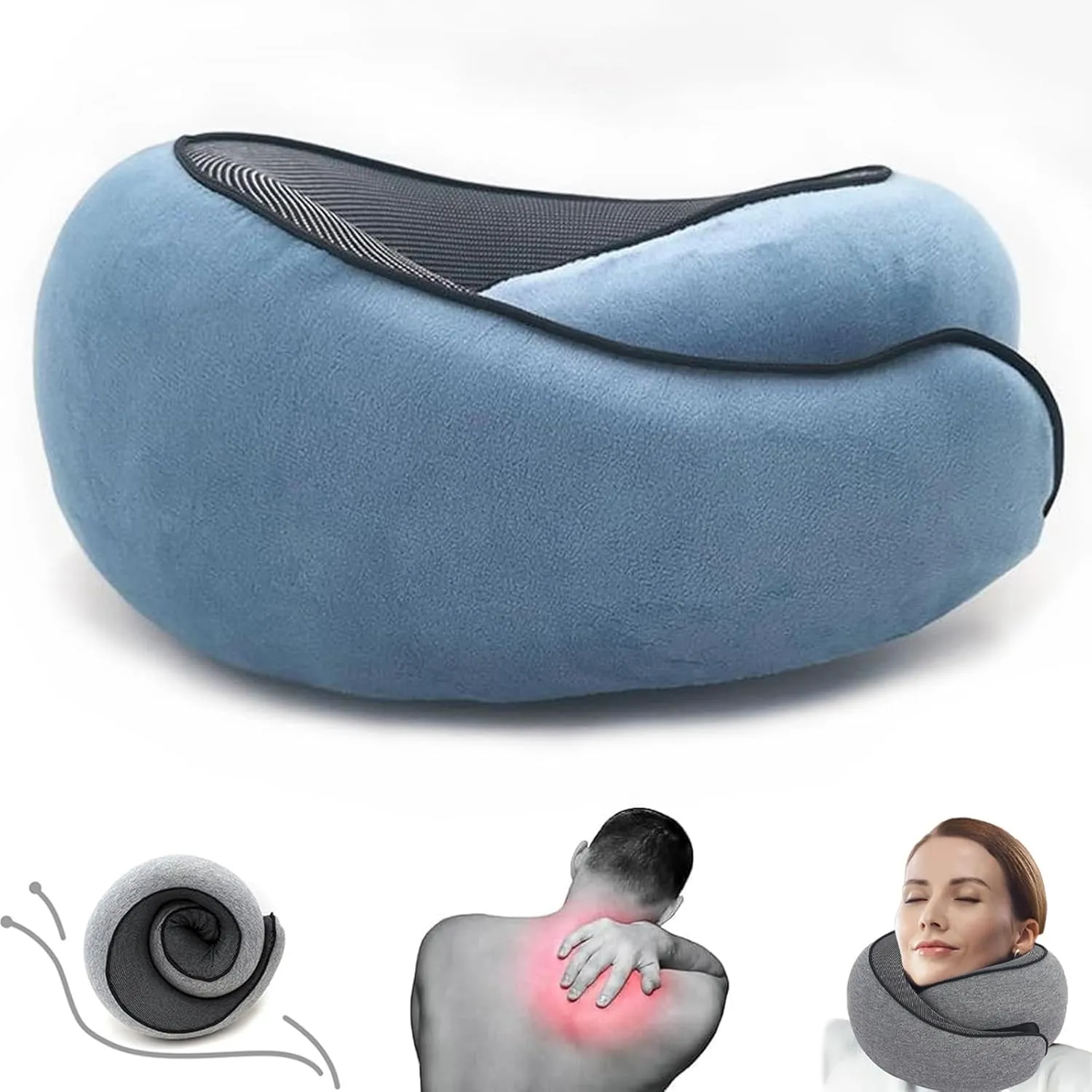 Outney™ Travel Neck Pillow, 2024 Travel Pillow for Airplanes, 100% Pure Memory Foam, Full Neck Surround Pillows for Traveling Flight Sleeping, Portable Travel Essentials (Peacock Blue)