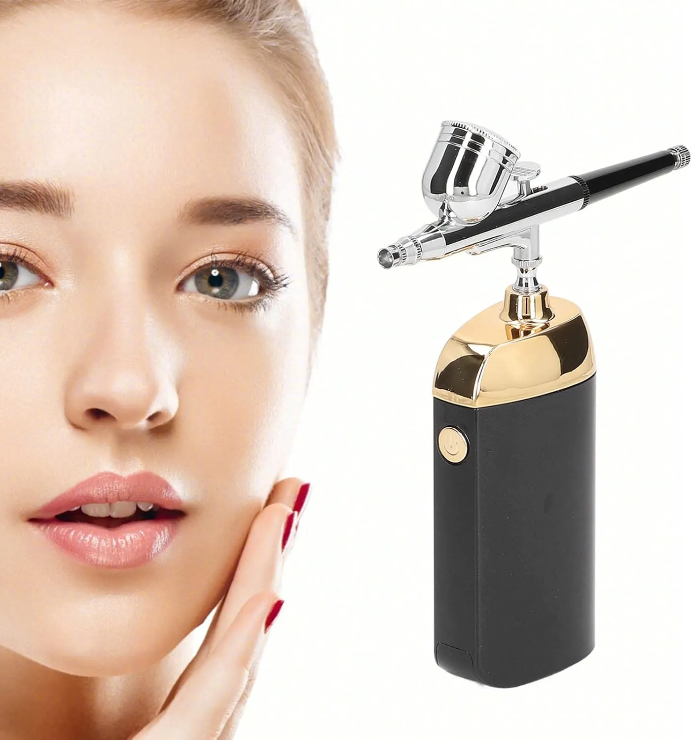 Oxygen Facial Portable Airbrush, Facial Mist Sprayer Facial Mister Device Mini Airbrush Kit Facial Mister for Cake Decoration(Black)