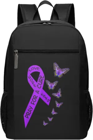 Pancreatic Cancer Awareness Butterfly Religious Travel Laptop Backpack, Business Anti Theft Slim Sturdy Laptops Backpacks, College Computer Bag Gift for Men & Women Fits 17 Inch Notebook,Black