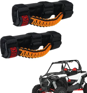 Paracord Roll Bar Grab Grip Handles for UTV ATV Polaris Ranger RZR XP900 1000 Grab Handles Triple Straps Orange 2 Pack