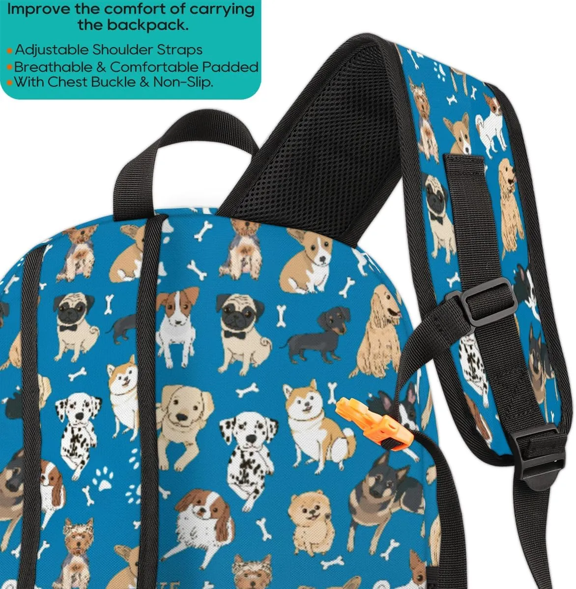 Pardick Cute Dogs Animals Backpack for Girls Boys, Cute School Backpack for Kids Teens Preschool Elementary Kindergarten Bookbags School Bags 14 inch Laptop Backpacks Casual Travel Hiking