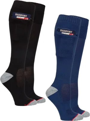 Passport Anti Pickpocket Socks w/Hidden Pocket - Anti Theft Travel Security OTC Knee High Socks for Men & Women