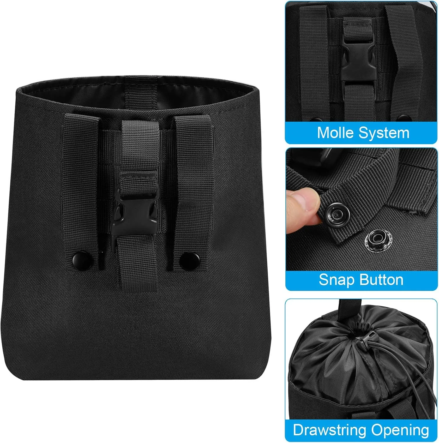 PATIKIL Dump Pouch, Folding Dump Waist Bag Roll-Up Drawstring Utility Tool Storage Pack Backpack Accessories Shooting Climbing Outdoor Sports Bag