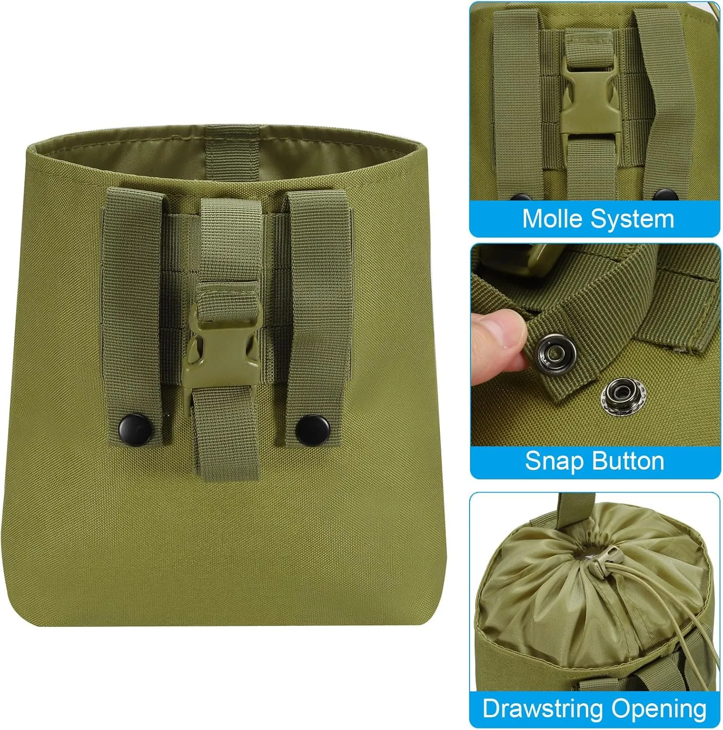 PATIKIL Dump Pouch, Folding Dump Waist Bag Roll-Up Drawstring Utility Tool Storage Pack Backpack Accessories Shooting Climbing Outdoor Sports Bag