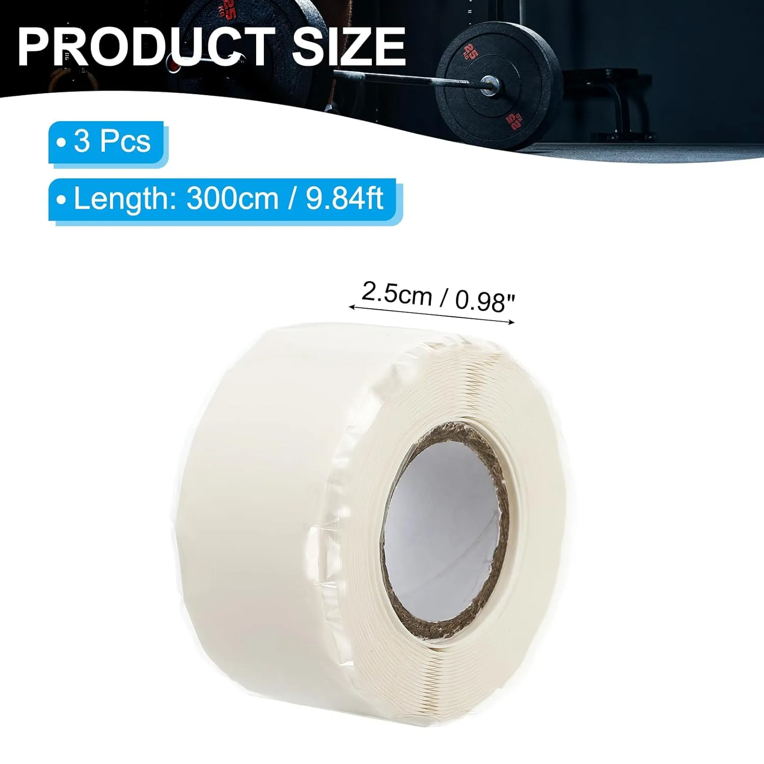PATIKIL Grip Tape for Handles 1" x10ft, 3 Roll Self-Fusing Silicone Tape for Bike Handles Pull Up Bars Gym Equipment Plumb/Hose/Pipe Leaks Emergency, White