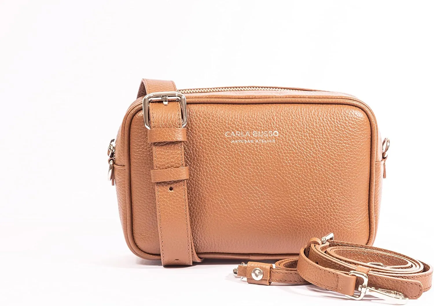 Paulette Three-in-One Crossbody Bag-Purse, Clutch, and Fanny Bag for Women with shoulder strap, belt, and handle.