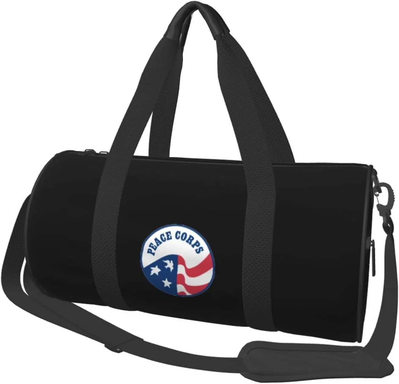 Peace Corps Travel Luggage Duffel Bag Sports Rolling Foldable Duffel Bag, Black