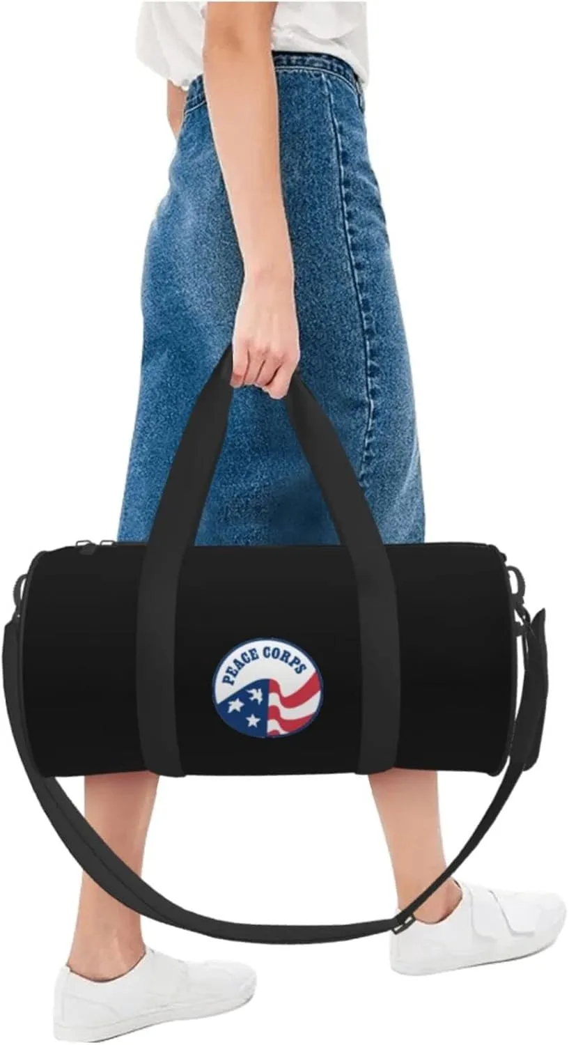 Peace Corps Travel Luggage Duffel Bag Sports Rolling Foldable Duffel Bag, Black