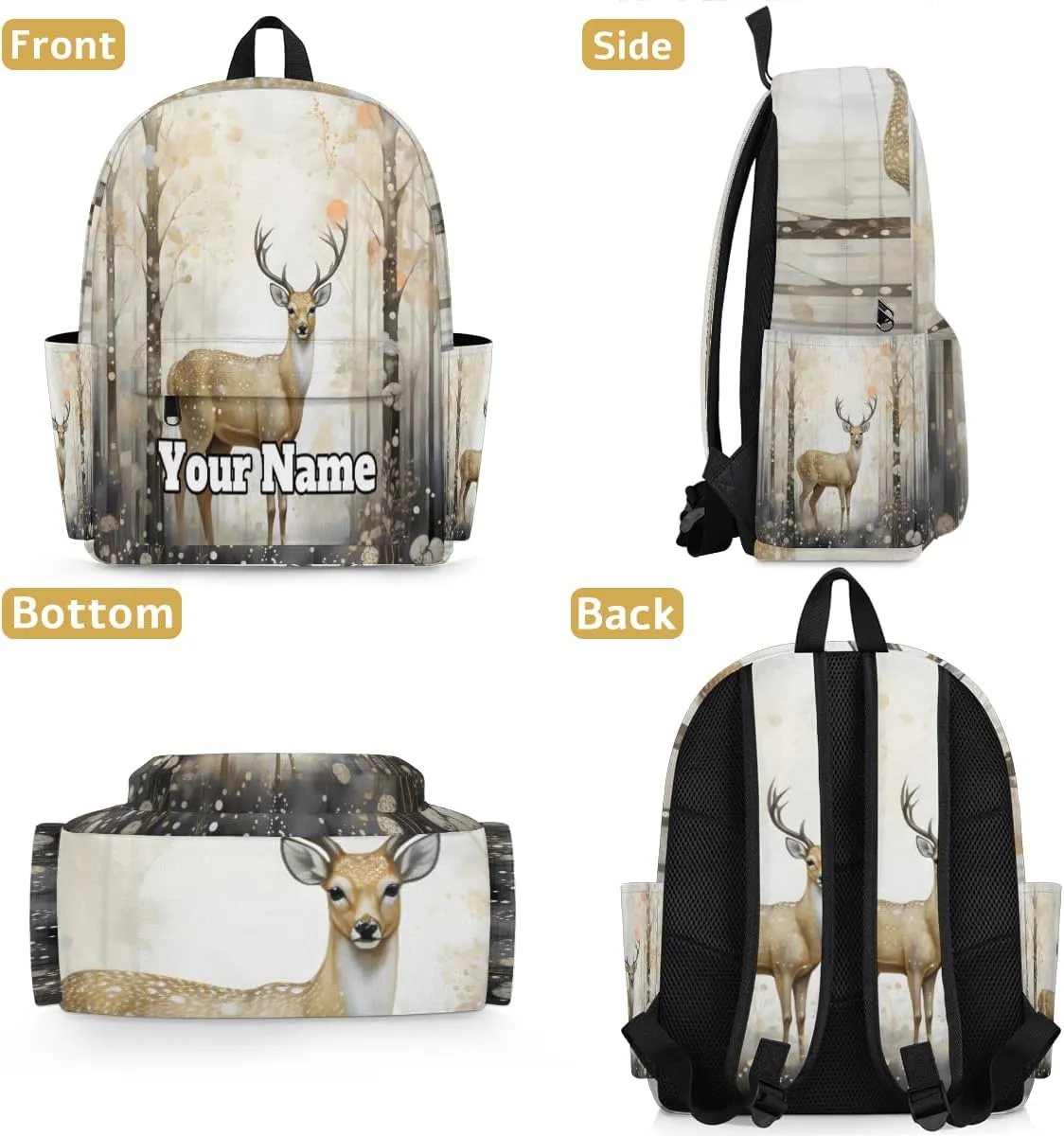 Personalized Animal Deer Forest Preschool Toddler Backpack for Boys Girls Custom Kids Name Small Bookbags Kindergarten Elementary Backpack, Deer