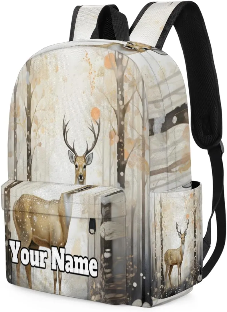 Personalized Animal Deer Forest Preschool Toddler Backpack for Boys Girls Custom Kids Name Small Bookbags Kindergarten Elementary Backpack, Deer