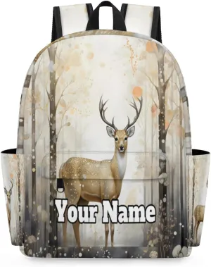 Personalized Animal Deer Forest Preschool Toddler Backpack for Boys Girls Custom Kids Name Small Bookbags Kindergarten Elementary Backpack, Deer