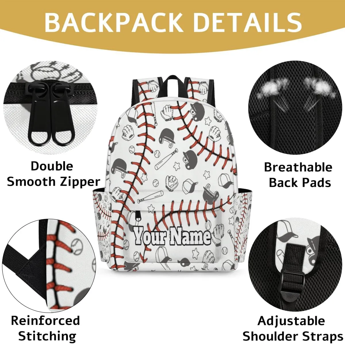 Personalized Baseball Pattern Preschool Toddler Backpack for Boys Girls Custom Kids Name Small Bookbags Kindergarten Elementary Backpack, Sport Ball