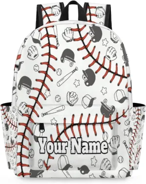 Personalized Baseball Pattern Preschool Toddler Backpack for Boys Girls Custom Kids Name Small Bookbags Kindergarten Elementary Backpack, Sport Ball